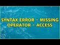 Syntax error - missing operator - Access