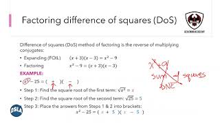 Factoring: Difference of Squares