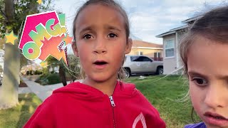 Sisters Pretend Play Police with Mom Outdoor | Stories for Kids