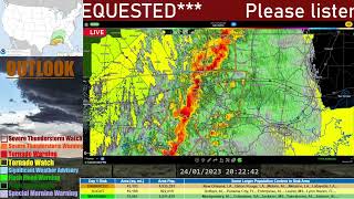 Severe T-Storm Warning LA 1/24/23 (NWR) EAS#745