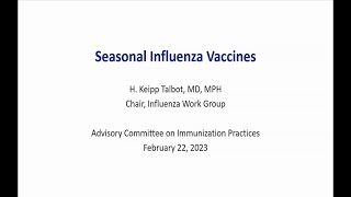 February 2023 ACIP Meeting - Respiratory disease surge &amp; Influenza vaccine