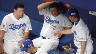 細川誠也　走塁中に打球が足に当たってしまいアウトに！立浪監督から指導される　中日ドラゴンズVS東京ヤクルトスワローズ　2023.6.25