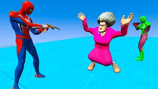 Scary Teacher vs Team Spiderman, Miss'T Lost The Battle - Game Animation