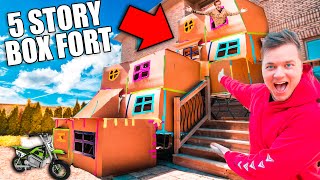 BIGGEST 5 STORY BOX FORT CHALLENGE! 50FT TALL SCARY 😱📦