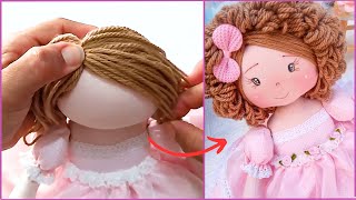 Aprenda a fazer um cabelo fácil para suas bonecas de pano 🤩