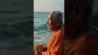 Meditating Monk on the Beach