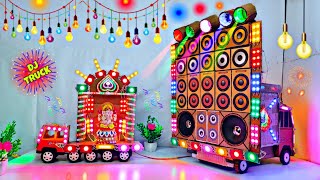 DIY Mini Dj Navratri Durga Pooja Dj Gauri Ganesh Big Dj Truck Light Decoration gadi wala dj