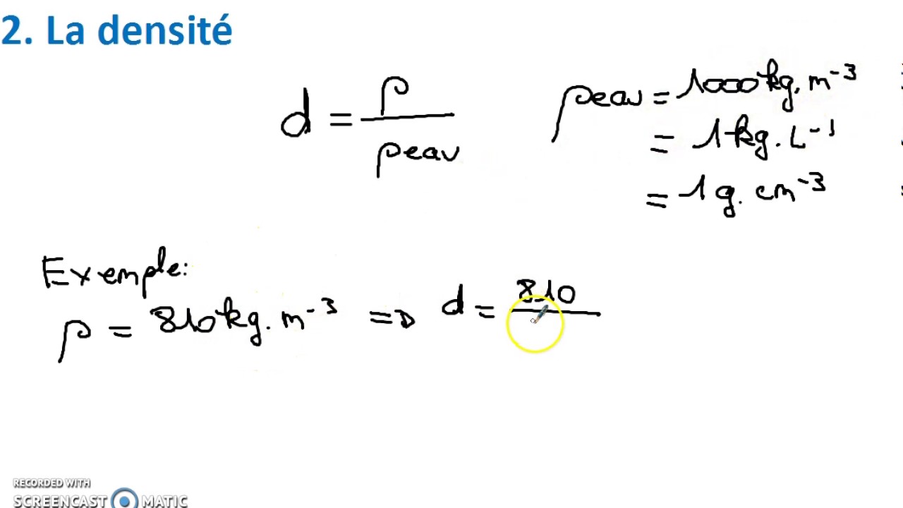 Masse Volumique-densité-solubilité - YouTube