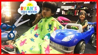 Ryan's FIRST HAIRCUT at the store on Power Wheels