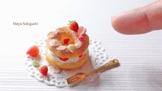 Make a miniature Paris Brest with air dry polymer clay//How to make miniature food.