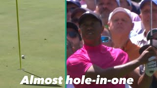 TIGER WOODS almost makes a hole-in-one | 2022 Masters