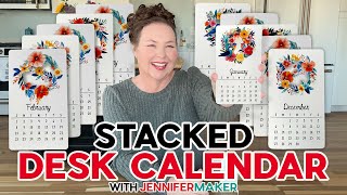 How To Make A Stacked Desk Calendar With Cricut Print Then Cut | Easy DIY Gift