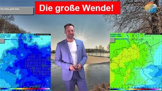 Die große Wende: Die Luftmassen wechseln von Winter auf Vorfrühling. Bald kommt wieder Niederschlag!