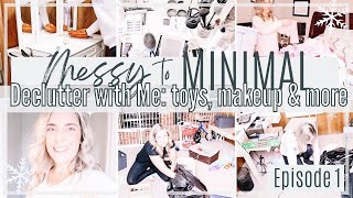 2023 CLEAN + DECLUTTER WITH ME | Messy To Minimal Ep.1: TOYS, BATHROOMS, MAKEUP VANITY & MORE!