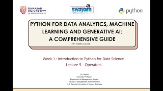 WEEK 1 - LECTURE 5 - Python Basics : Operators - Practical