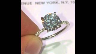 2.50 carat Round cut Diamond Engagement Ring in Thin Micropave Band