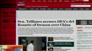 NTG: Sen. Trillanes accuses DFA's del Rosario of treason over China, banner story ng GMA News Online