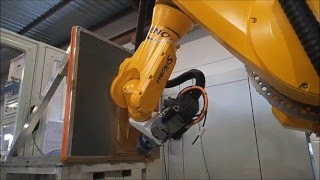 CRENO Robot Cell ultrasonic cutting of Honeycomb on  Part n°1