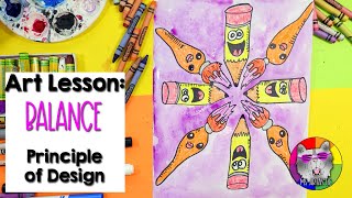 Art Lesson: Balance, Cartoon Pencil Drawing, Principle of Design: Balance for Kids!