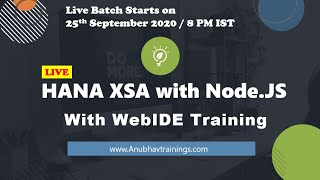 HANA XSA End to End Training with Node JS | Build Native HANA Applications XSA | HANA XSA Course