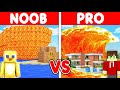 NOOB vs PRO: LAVA WAVE TSUNAMI HOUSE BUILD CHALLENGE in Minecraft