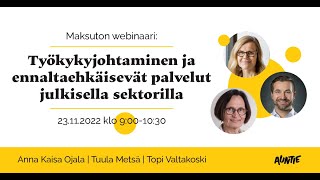 Auntie-webinaari: Työkykyjohtaminen ja ennaltaehkäisevät palvelut julkisella sektorilla