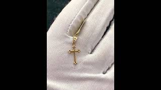 18k Pendant Solid Gold Simple Cross High Polished Design P438