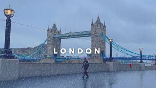RAIN Walk on LONDON BRIDGE | Monument to Tower Bridge | London Walking Tour