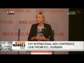 Charlize Theron addresses the official opening of the AIDS Conference