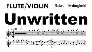 Unwritten Flute Violin Sheet Music Backing Track Partitura Natasha Bedingfield