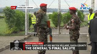 DP Gachagua receives General Francis Ogolla's body at the Kisumu airport