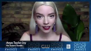 Anya Taylor-Joy Reacts to Winning Critics Choice Award for The Queen's Gambit