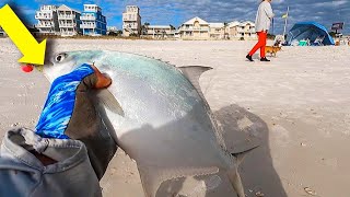 Pompano COULD NOT RESIST This Bait - Panama City Beach Surf Fishing