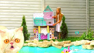 Building 5 FLOORS Kitten Cat Pet House with POOL from Cardboard !