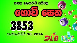 Govisetha 3853 Monday September 30, 2024 NLB and DLB lottery result