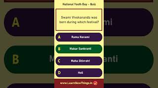 National Youth Day - India Quiz | #shorts | 6 Questions | Swami Vivekananda