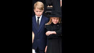 Prince George and Princess Charlotte react to Queen Elizabeth II's funeral #shorts #queen