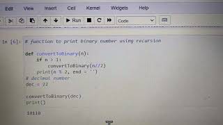 wap a function to print binary number using recursion