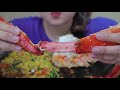 asmr king crab legs with cheesy fried rice sizzling chewy eating sounds linh asmr