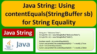 Java String: Using contentEquals(StringBuffer sb) for String Equality | Java Tutorial