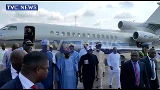 President-Elect Tinubu Arrives at the Presidential Wing Of The International Airport, Lagos