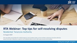 RTA Webinar: Top tips to avoid and resolve disputes