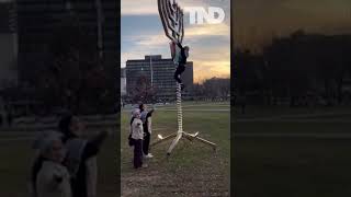 Yale condemns placement of Palestinian flag on menorah near campus #shorts