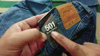 Detail Cek Original Levi's 501 Slim Taper Big E Premium