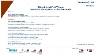 XII Seminário UFMG/Fhemig - Introdução à Inteligência Artificial em Saúde