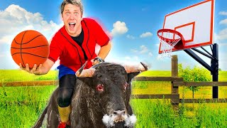 TRICKSHOTS WHILE RIDING A BULL!