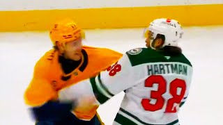 Ryan Hartman Mark Jankowski Fight | Minnesota Wild vs Nashville Predators 2025 NHL Highlights