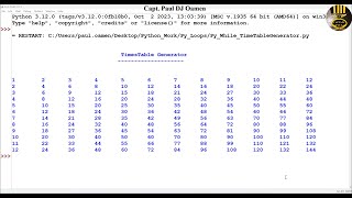How to Create a Formatted Multiplication Table using While Loop in Python