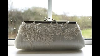 Alencon Lace Applique Silk Clutch, Wedding clutch