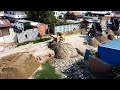 Full Videos Of Bulldozer And Dump Trucks Filling Sand Coverage The Sewage In Village